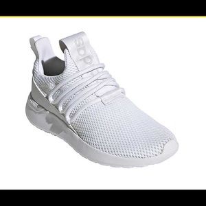 All White Adidas No Tie Shoes (kids size 6, womens 7.5/8)